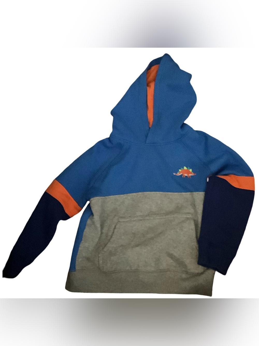 Gymboree Dinosaur Hoodie Boys Size 4T Blue Colorblock Pullover Sweatshirt